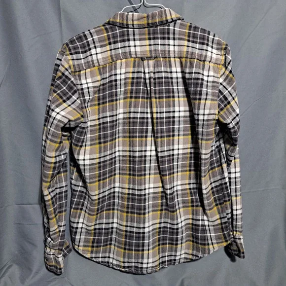 Woolrich‎ Men's LARGE Long Sleeve Button Up Yellow Gray Plaid - Picture 4 of 7